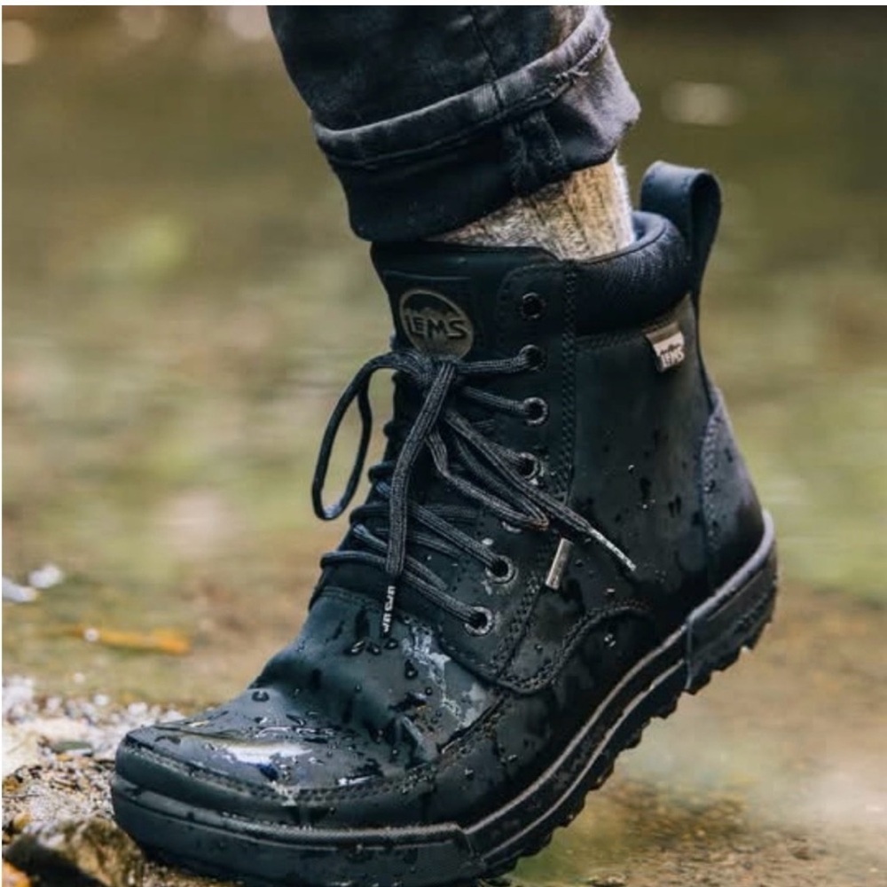 Lems Boulder  Summer Black Leather Minimalist Hiking Boots 12
